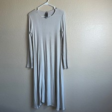 Go Couture Ribbed Knit Long Sleeve Midi Dress Neutral Soft Loungewear Size M