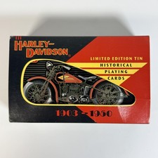 Vintage Harley-Davidson Historical Playing Cards 2 Deck Tin Set 1903-1950 USA