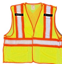 Hi vis safety vest Large/XL type R class 2 yellow orange reflective silver ANSI