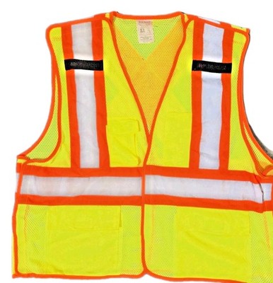 Hi vis safety vest Large/XL type R class 2 yellow orange reflective silver ANSI
