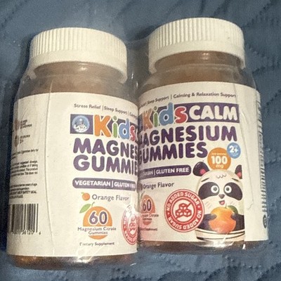 2 Pack Kids Calm Magnesium Gummies for Kids 60 Count Orange Flavor New Sealed