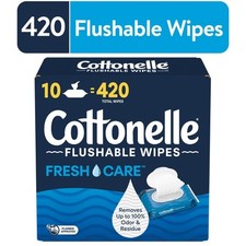 Fresh Care Flushable Wet Wipes, 10 Flip-Top Packs
