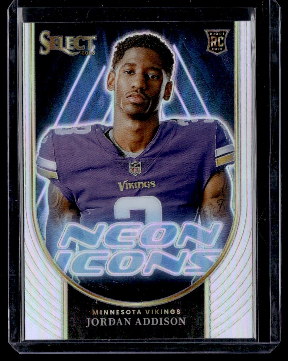 JORDAN ADDISON 2023 PANINI SELECT NEON ICONS RC MINNESOTA VIKINGS #NI-JAD