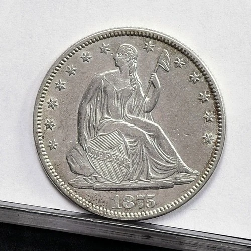 1875 Liberty Seated Half Dollar - Ch AU Details, Old Cleaned (#61365-L)