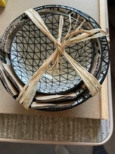 Nesting Bowls, Set Of 3, by Short St_ries, Ceramic, New In Box, Black & White