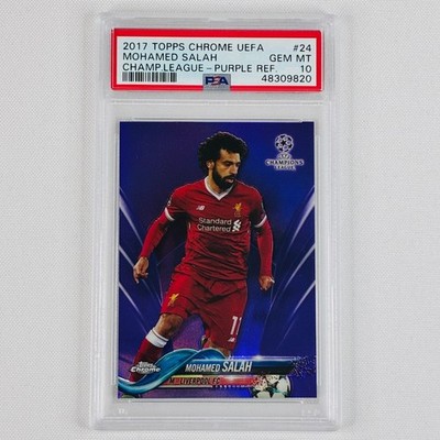 2017 Topps Chrome UEFA UCL Mohamed Salah #24 Purple Refractor 225/250 PSA 10