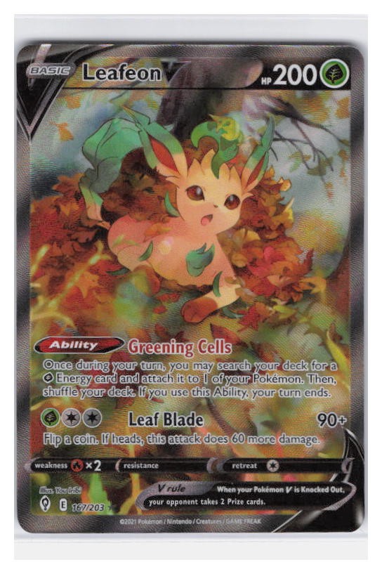 Leafeon V (Alternate Full Art) Holo Ultra Rare SWSH07: Evolving Skies 167/203 NM