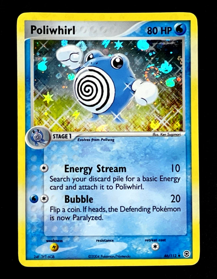 2004 Pokemon POLIWHIRL Ex FireRed & LeafGreen Set REVERSE HOLO Card 46/112 SWIRL - Image 3 of 4