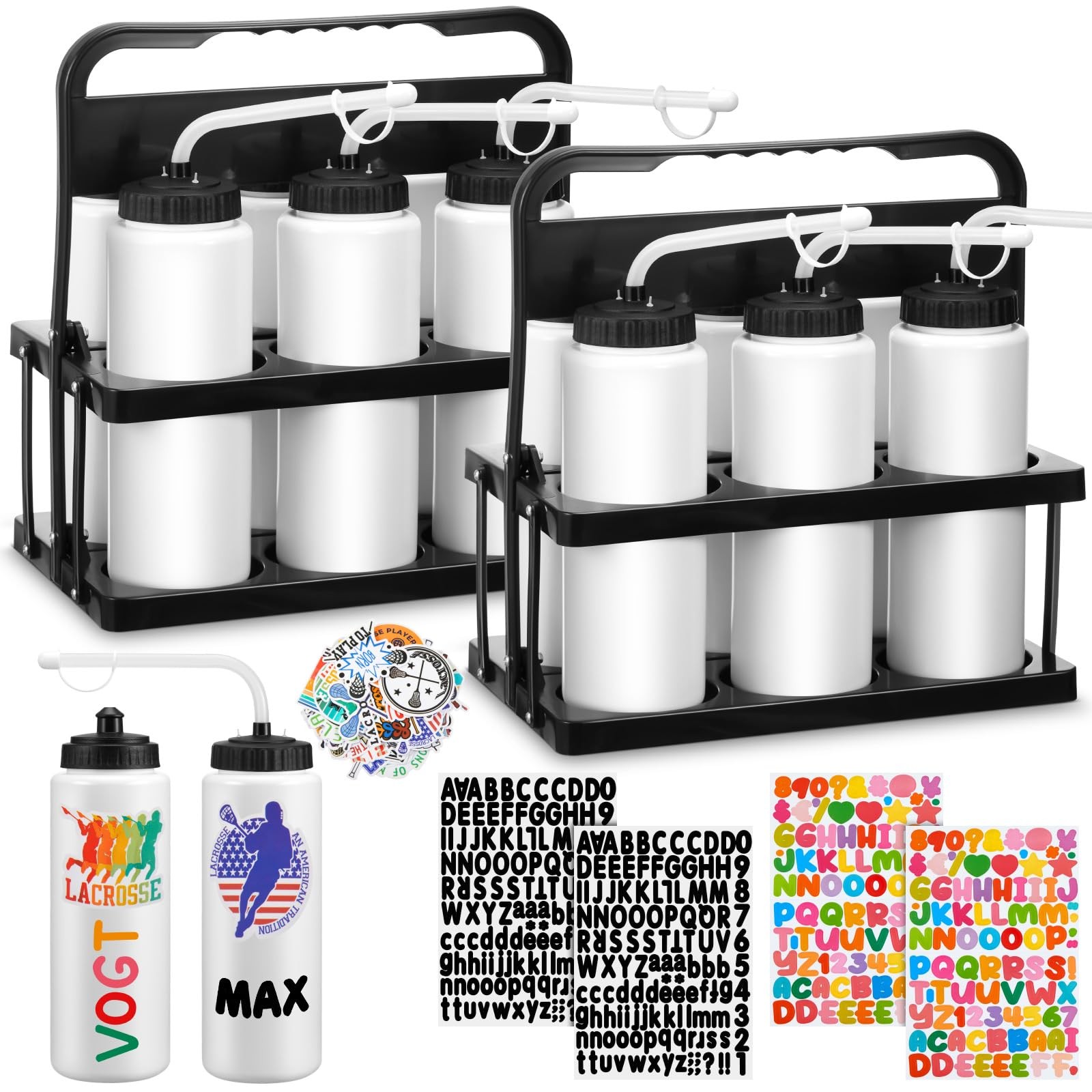 S Set, 33 Oz Team Sports Water Bottles And Carriers...