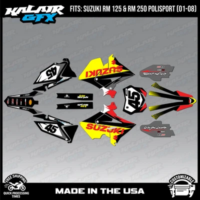 Graphics Kit for SUZUKI RM125 250 2001-08 POLISPORT RESTYLE  Division - Red - Bild 1 von 4