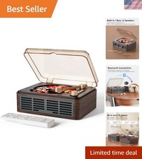 Wooden Retro Bluetooth CD Player with Speakers for Home Music and Radio