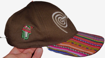 NEW Peru Strapback Hat With Multi Colored Woven Bill & Triple Embroidery