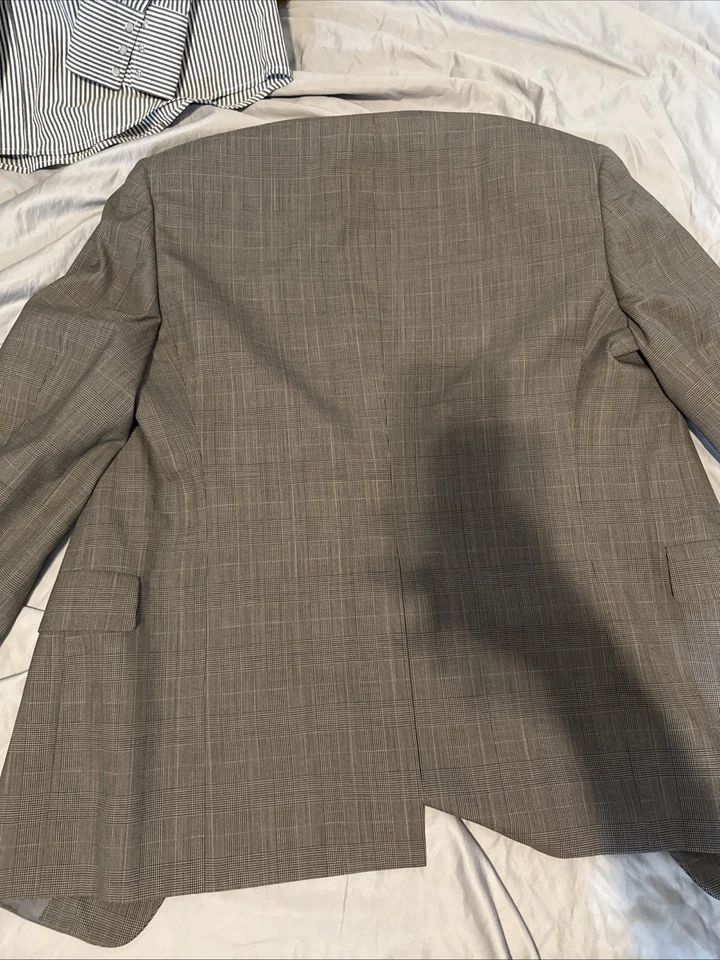 vintage 80s HART SCHAFFNER MARX 2 piece suit jacket pants wool glen plaid 42S - Image 3 of 4