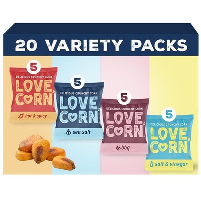 Crunchy Corn Snacks Variety Pack - Sea Salt, BBQ, Salt & Vinegar, Hot Spicy | Gl