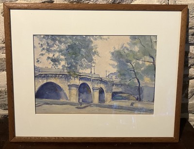 Aquarell Postimpressionniste C.1890-1910 : Brücke Neu IN Paris Insel Der Cité