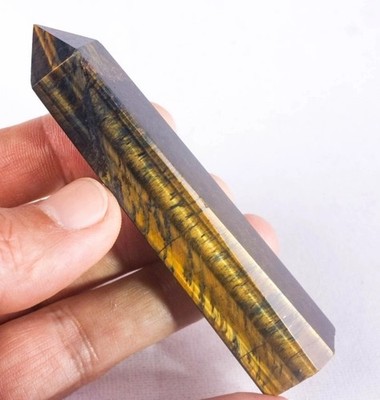 85 mm makellos geschnitzter goldener Tigerauge Kristallspitze Heilquarzturm