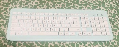 onn Wireless Keyboard Full Size Blue White 2.4GHz USB PC Laptop Model 100122453