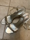 Lauren Silver Stiletto Sandals 8.5 Women's  Leather — photo 2