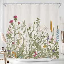 Wildflower Botanical Shower Curtain for Bathroom Decor 72Wx72H Inch Floral Fl...
