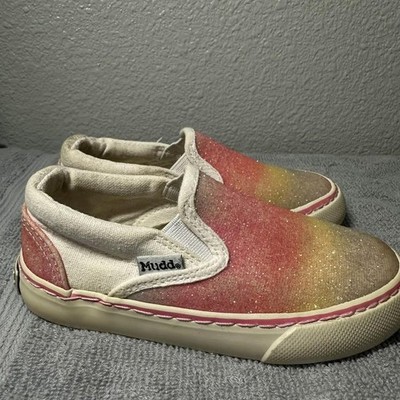 Mudd Shoes Girls 8 Multicolor Glitter Ombre Slip On Canvas Casual Sneakers