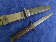 RARE MAKER VINTAGE ORIGINAL US WW2 M3 KNIFE AND SHEATH MAKER UTICA BLADE MARKED