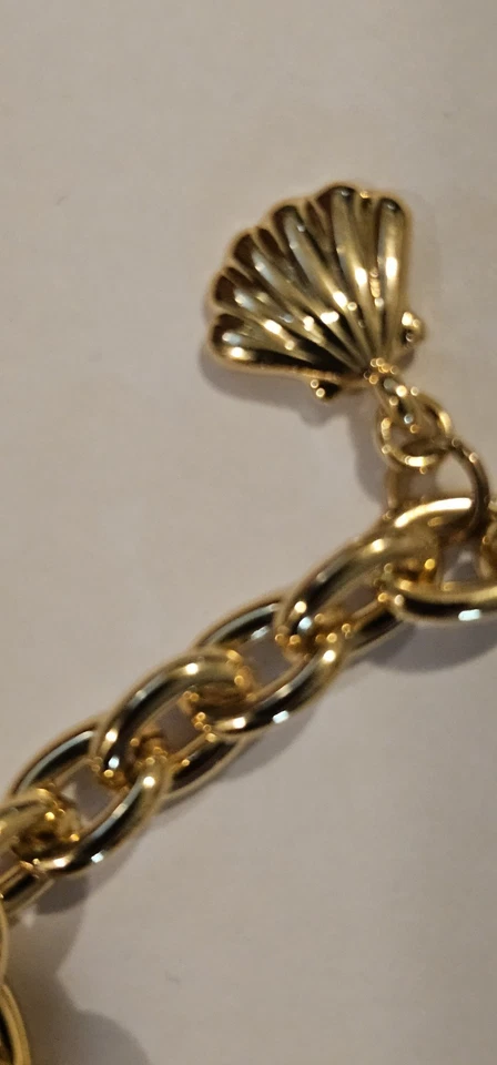 Lilly Pulitzer Gold Charm Bracelet w/ Dress Turtle Elephant Shell Orange EUC - Image 4 of 4