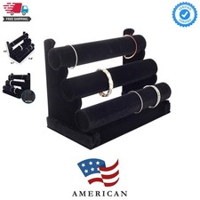 Velvet Bracelet Holder with Three Tier Rack- Bracelet Stand for Jewelry Organ...