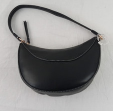 M&S Bag Black Contrast Stitch Faux Leather Detachable Staps Shoulder Bag New
