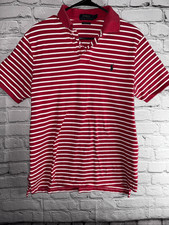 Ralph Lauren Polo Custom Fit Shirt Men  s Large Red  White Stripe