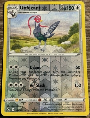Pokémon TCG - Unfezant - 145/192 - Reverse Holo - Rebel Clash LP (L)