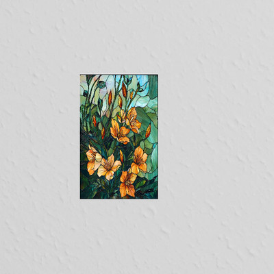 Art Nouveau Orange bloom-stained glass design Light Switch Plate outlet cover