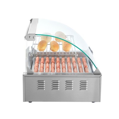 Commercial Hot Dog Roller Machine - 11 Rollers, 1650W w/ Dual Temp Control
