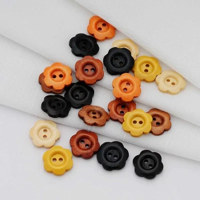 Plum Blossom Shape 2 Hole Wood Buttons for Sewing Crafts Clothing DIY 12-30mm