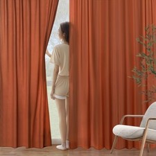 Orange Sheer Curtains That Let Light in 90 Inches Long Non-See-Through