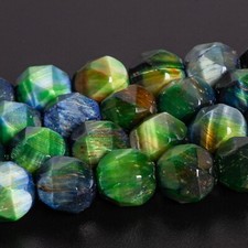 7-8MM Genuine Natural Blue Green Tiger Eye Beads Grade AA Round Loose Beads 15"