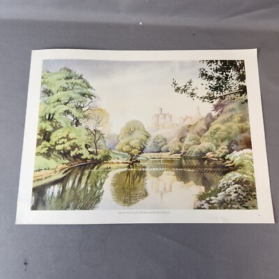 Original Vintage Passepartoutdruck Wilfred Ball April auf dem Kokett Warkworth kostenlose PP