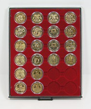 Lindner 2624 Coin Box Smoke Glass 24 Tokens Touristic In Coin Capsules