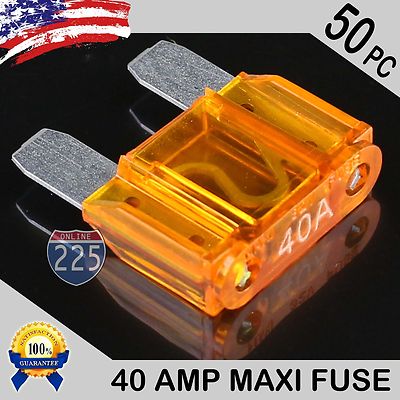 50 Pack 40A AMP Platinum Plated Large Audio Blade MAXI Fuse 12V 24V 32V Auto US