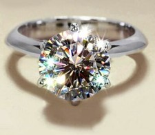 1.5 CT ROUND CUT DIAMOND SOLITAIRE ENGAGEMENT RING 14K WHITE GOLD Finish 8.5