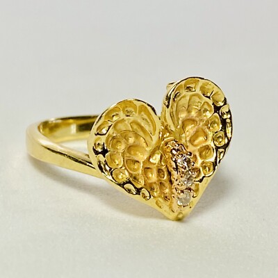 14K Yellow Gold 0.04ctw Diamond Anthurium Flower Size 5.25 Ring 3.5g | eBay