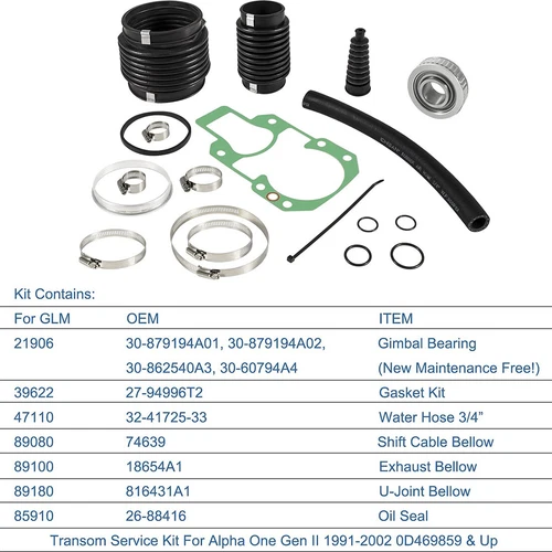 for MerCruiser Alpha One, Gen II Stern 30-803099T1 Transom Bellows Repair Kit - Bild 4 von 17