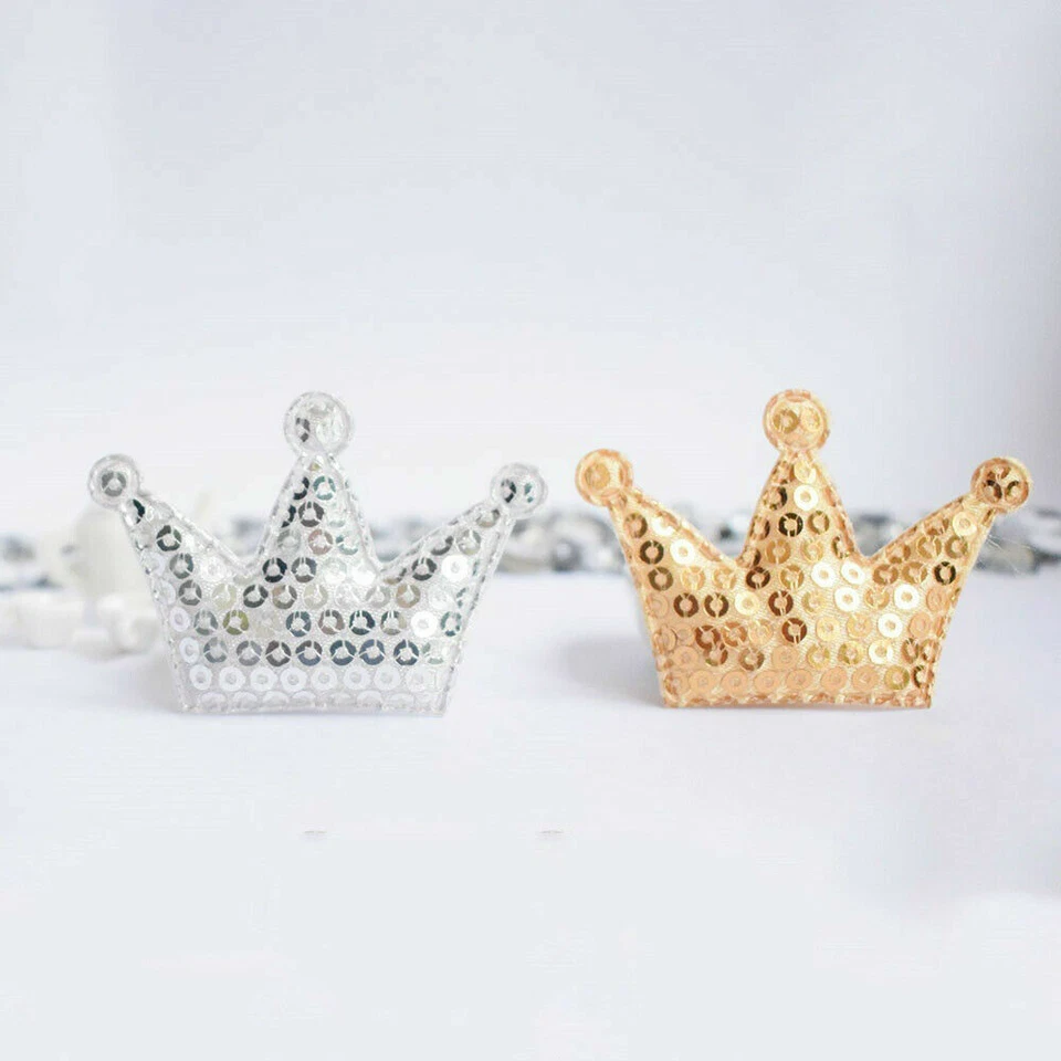 10 Pcs Crown Sequins Patches Iron on Sew on Appliques DIY Clothes Bags Badge - Image 2 of 4