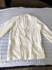 George Georgiou Medium (40” Chest) Ivory 100% Silk Lined Blazer Jacket Pockets