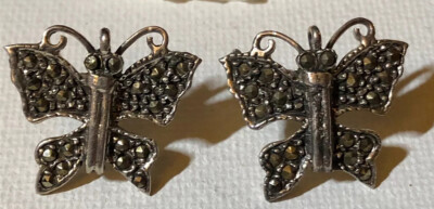 925 Sterling Silber Markasiten Schmetterling Ohrringe. Schöne Designs von Zetroc
