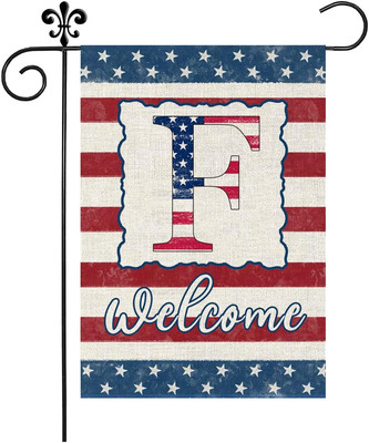 Patriotic Decorative Flag Initial Letter Garden Flags with Monogram F 4Th of Jul