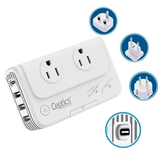 Ceptics Voltage Converter, Convert 220V to 110V, Type H, C, G