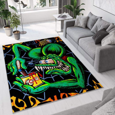 Hot Rod Rat Fink Doormat Hot Rod Garage Welcome Mat, Halloween