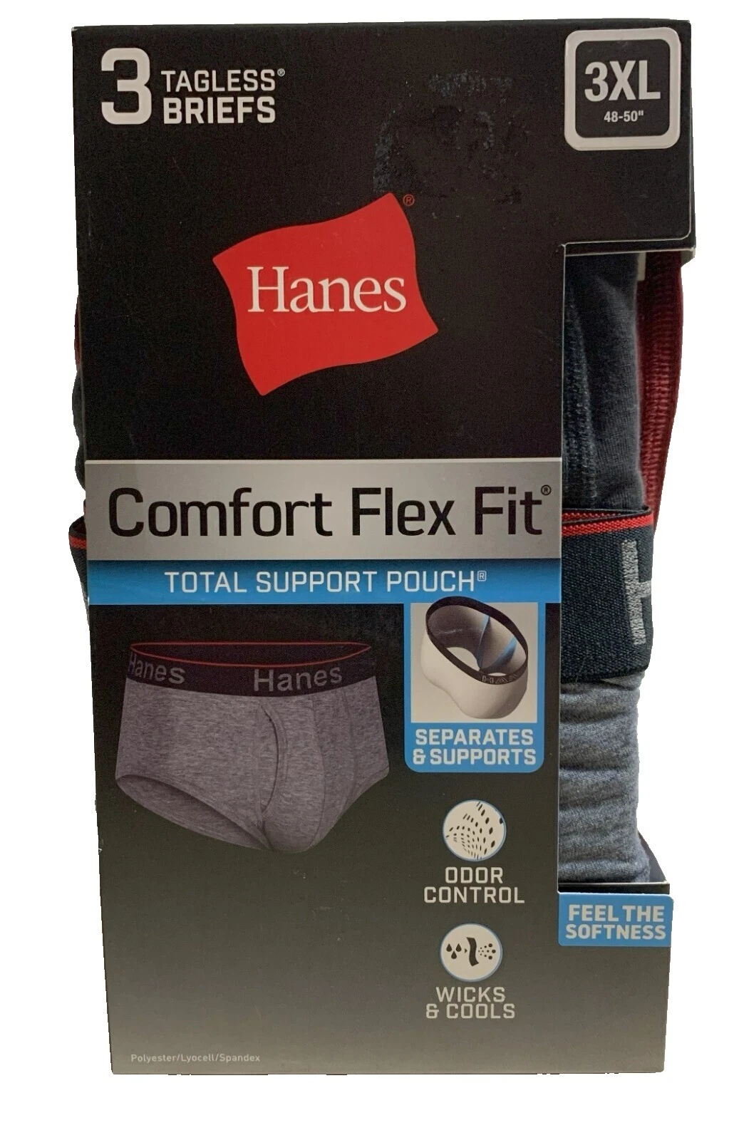 Hanes Brief Underwear for Men 3XL Men's Bottoms Size