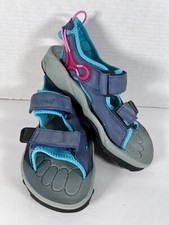 LL BEAN SANDALS Shoes Youth Size 5 Comfort Adjustable Hook and Loop Pink Blue