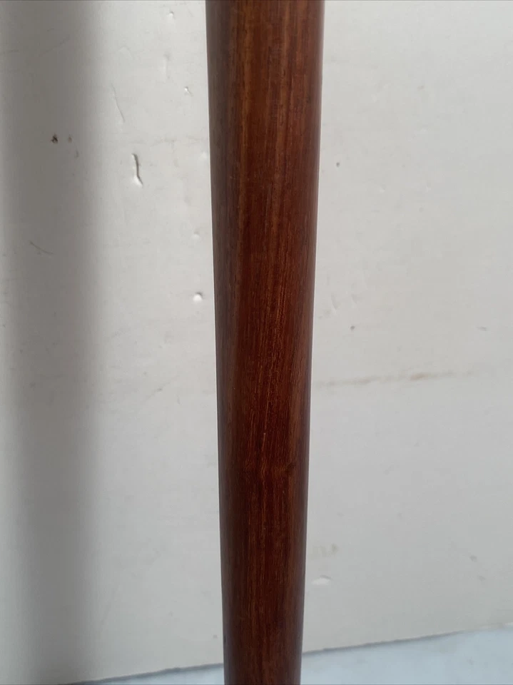 Perilla redonda de latón vintage caña de madera mango de latón de 35" Foto 4 de 4